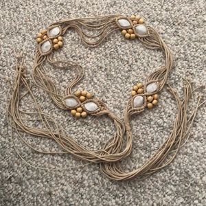 Braided and Beaded Bohemian Style Belt- Tan